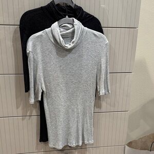 Majestic Black and Gray Turtleneck Tops